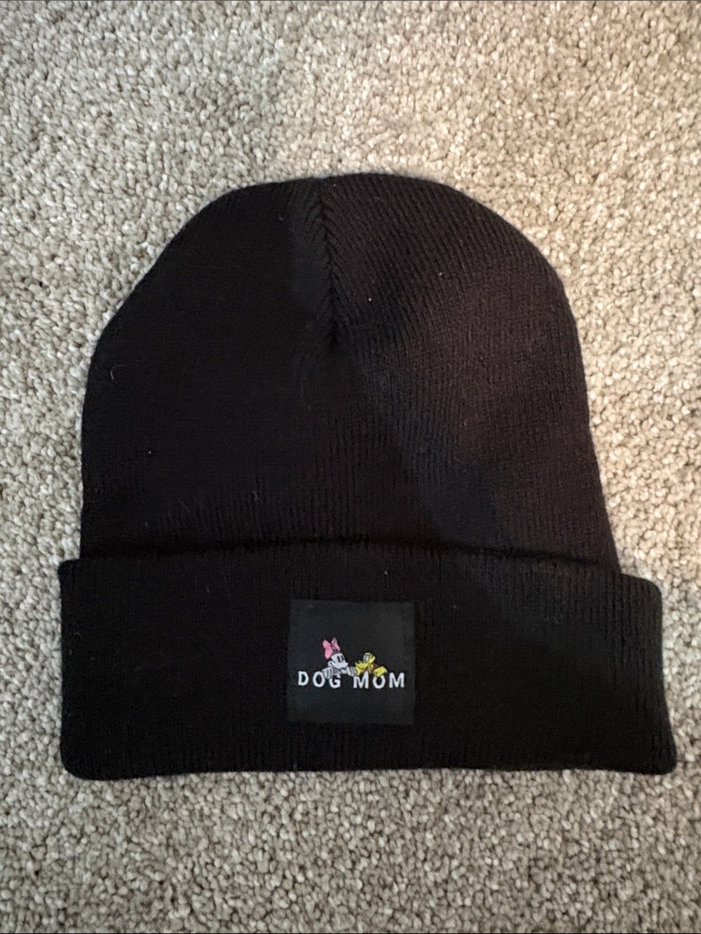 Dog Mom Black Knit Beanie